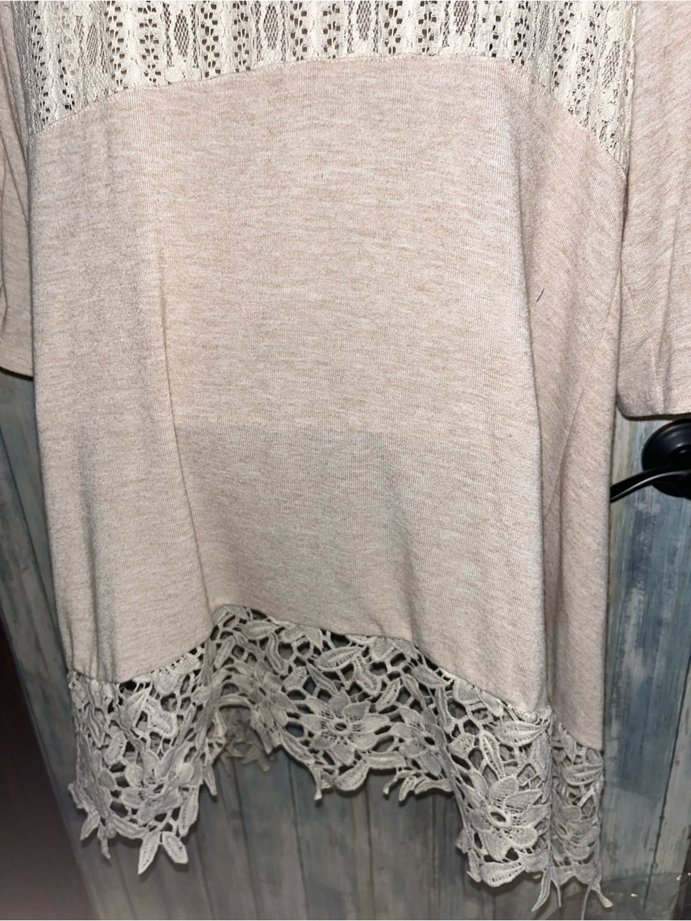 Origami L/XL Taupe Crochet Hem Tunic - Picture 5 of 7